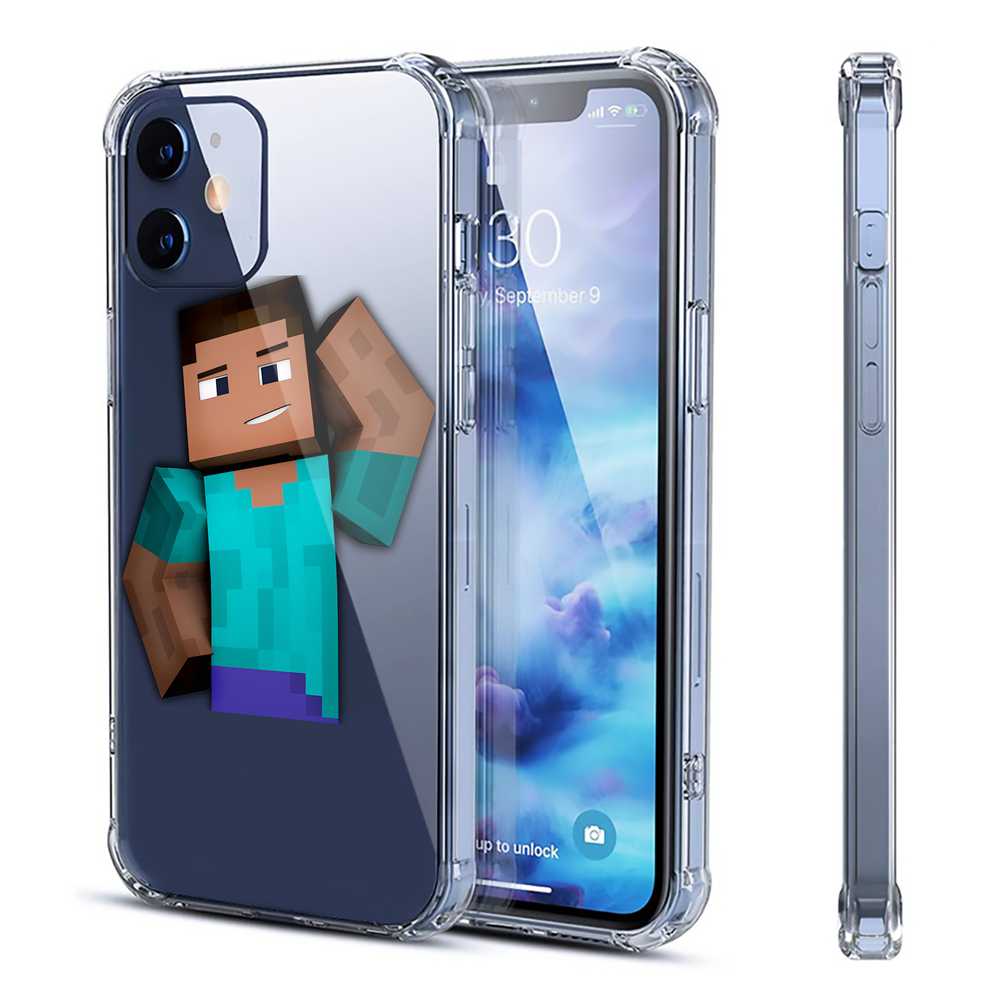 （画像用） マインクラフト ブロックの世界 Minecraft MC Block world 【iPhone 12シリーズ対応】透明スマホケース（クリアソフトケース）